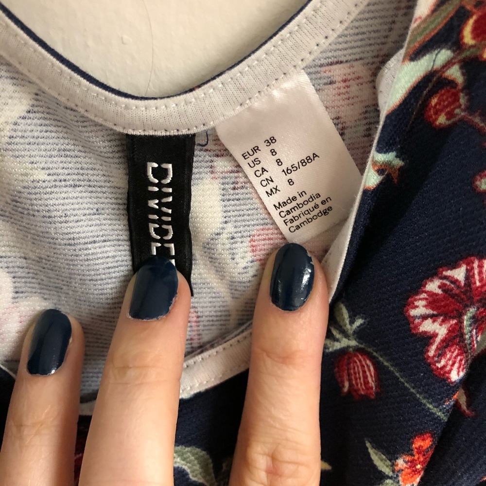 DIVIDED H&M Blue Floral Skater Dress - Picture 4 of 4